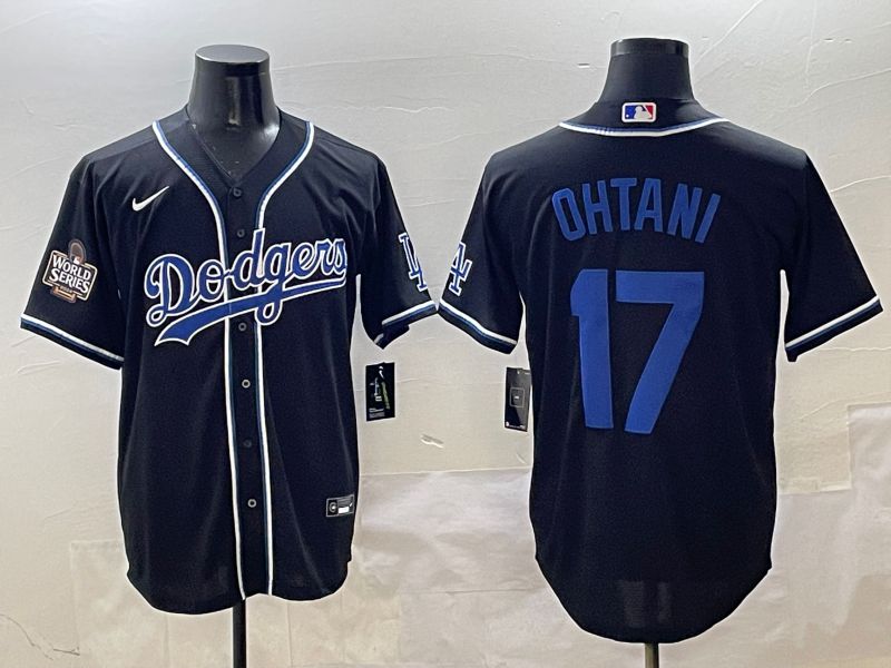 Men Los Angeles Dodgers #17 Ohtani Black blue Three generations Nike 2025 MLB Jersey style 8->new york yankees->MLB Jersey